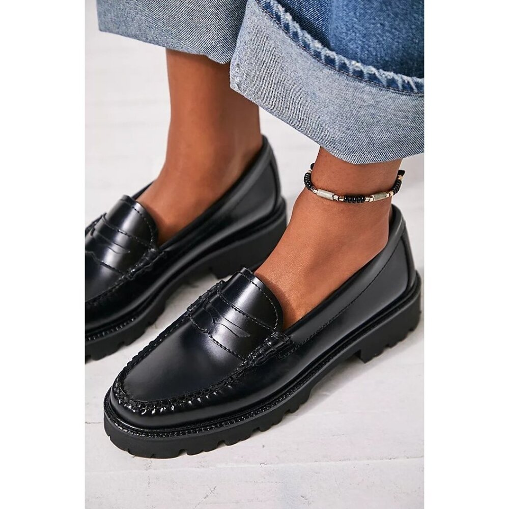 G.H. Bass & Co. Black Leather Loafers Whitney Lug